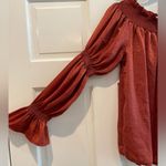 Lavish Off Shoulder Ruffle Puff Sleeve Blouse Burnt Orange Size Medium Photo 2