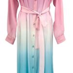 Rococo Sand Ciel Shirt Dress Ombre Rainbow Sheer Cover Up Pink Blue XS Photo 6