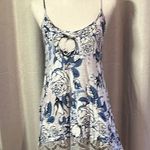 Floral Lace Trim Women’s Top Blue Photo 0