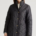 Quince  Featherless Quilted Long Puffer Jacket Womens XL Black Zip Front Photo 0