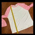 SheIn Pink Sleeves/white Longsleeves T-Shirt - Size Large with bag Photo 6