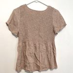 ROMANTICS URBAN OUTFITTERS UO Taupe Speckled Short Sleeve Smocked Blouse S Photo 7