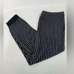 Isaac Mizrahi  Charcoal Grey and White Striped Top Pajama Set Photo 4