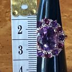 Natural Rose De France Amethyst Garnet Sterling Silver Cocktail Ring Size 7 Purple Photo 5