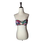 ONIA  Bikini Top Women Small‎ Navy Blue Floral Print Buckle Bandeau NWT Photo 1