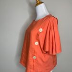 Kensie  Orange Linen Oversized Blouse Butterfly Sleeve Sz Small Photo 2