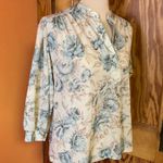 Vtg 70s earthy floral print top Blue Photo 7