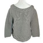 Free People Vintage 90s Wool Sweetheart Chunky Knit Cardigan Sweater Grey Medium Photo 2