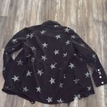 black denim distressed hem stars shirt jacket women’s size large Photo 11
