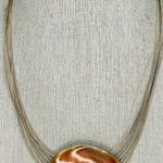 Chico's Multi Strand Wire Gold and Silver Tone Shimmer Pendant Necklace Photo 2