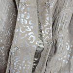 Pamela McCoy Leather‎ Jacket Womens M Cream Silver Animal Print Banded Longline Size M Photo 7