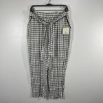 Jules & Leopold  Linen Blend Pants Large Black‎ White Windowpane Check Tie Waist Photo 1