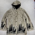 Alpine Studio Wolf Tree Faux Fur Coat L Tan Black Reversible Hooded Toggles Size L Photo 0