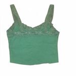 No Boundaries Green lace trim cropped cami top with built in shelf bra Photo 5