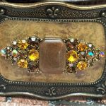Belt Amber Genuine Leather Rhinestones size S Brown Photo 3
