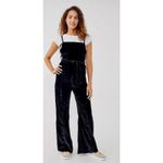Free People  90s Forever Overalls Crushed Velvet Black size M Photo 4