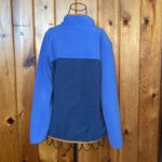 Columbia women’s 2 toned blue and brown pullover quarter button sweatshirt MD Photo 4