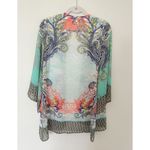 Soft Surroundings  Muse Green Multicolor Sequin Lightweight Flowy Kimono Layer XS Photo 2