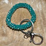 Turquoise Crystal Sparkly Beaded Bracelet Keychain Holder Photo 0