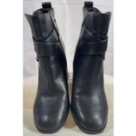 Nine West Ankle Boots Women 7.5 Black Bootie Buckle Moto Biker 3β Heel Vegan Photo 2