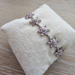 Light Purple Genuine Gemstone Flower Shape 925 Silver Bracelet Photo 0