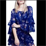 Free People  Sunset Floral Blue Boho Mini Dress New with tag Size Small Photo 8