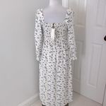House of Harlow 1960 Linen Floral Smocked Midi Dress White Size M Photo 2