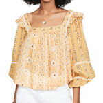 Free People Mostly Meadow Floral light weight Square Neck Blouse Yellow S Photo 0