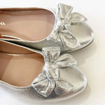 Nina  Silver Bow‎ Ballet Flat Women’s Size UK 5 US 7.5 Metallic Leather Wedding Photo 5