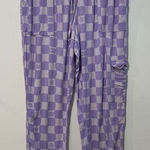 Juicy Couture  Women’s XL Purple Checkered Jogger Pants Cargo Pockets Elastic Wai Photo 0