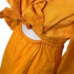 Faithfull the Brand La Mia Maxi Dress Tuscan Sun Orange Cut Out Puff Sleeves US4 Photo 4