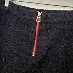 Sail To Sable | Seasonal Black Wool Tweed Skirt Fringe Red Exposed Zipper | 6 Photo 8