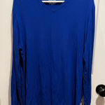 Michael Kors Women's Long Sleeve V-neck Blue Shirt Top Stretchy Size Large Photo 0