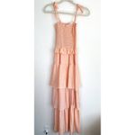 Amanda Uprichard  Coral Pink Tiered Ruffle Midi Dress Photo 4