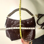 Antonio Melani  Brown Patent Leather Croc Embossed Woven Chain Handle Bag Photo 2