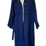 Investments Vintage Investment Hooded Belted Trenchcoat Blue and Red Women's Size 10 Photo 10