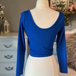 Material Girl Material Girls Top Royal Blue Crop Womens XS Long Sleeve Photo 4