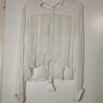 Free People  white ivory beaded embroidery sheer long sleeve peasant top Small Photo 5