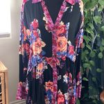 Free People Brunch A Bunch Purple Combo Floral Button Up Tunic Mini Dress Photo 0
