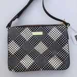 Anne Klein NWT  Black Faux Leather White Polka Dot Accordion Style Crossbody Bag Photo 1