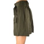 Club Monaco Women's Green Linen Belted High Rise Paperbag Mini Shorts Size 6 Photo 1