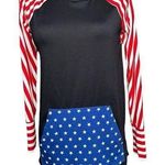 LuLaRoe  Amber Hoodie Size XS Flag Red White Blue Patriotic Americana Black Photo 0