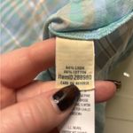 LL Bean Dress Size 12 Linen Cotton Blue Green Plaid V Photo 5