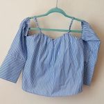 A. Calin Off the Shoulder Pinstripe Blouse - Size Small NWT Photo 0