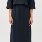 COS  Navy Layered Midi Dress Size 4 Minimalist Modern Workwear Photo 0