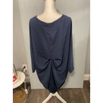 Navy Blue Asymmetrical Dolman Sleeve Zipper Front Dress Women Size L Photo 1