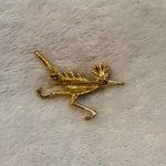 Vintage gold red eye roadrunner brooch Photo 3