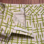 Trina Turk Stretch Cotton Geometric Print Mid-Rise 7" Shorts Green White Size 6 Photo 6