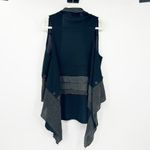 Adore Womens Fall Lagenlook Striped Knit Open Front Cardigan Sweater Vest Size S Black Photo 6