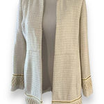 Textured Embellished Jacket Topper Ivory Gold Size 8 Medium Or Chicos 1 Photo 0